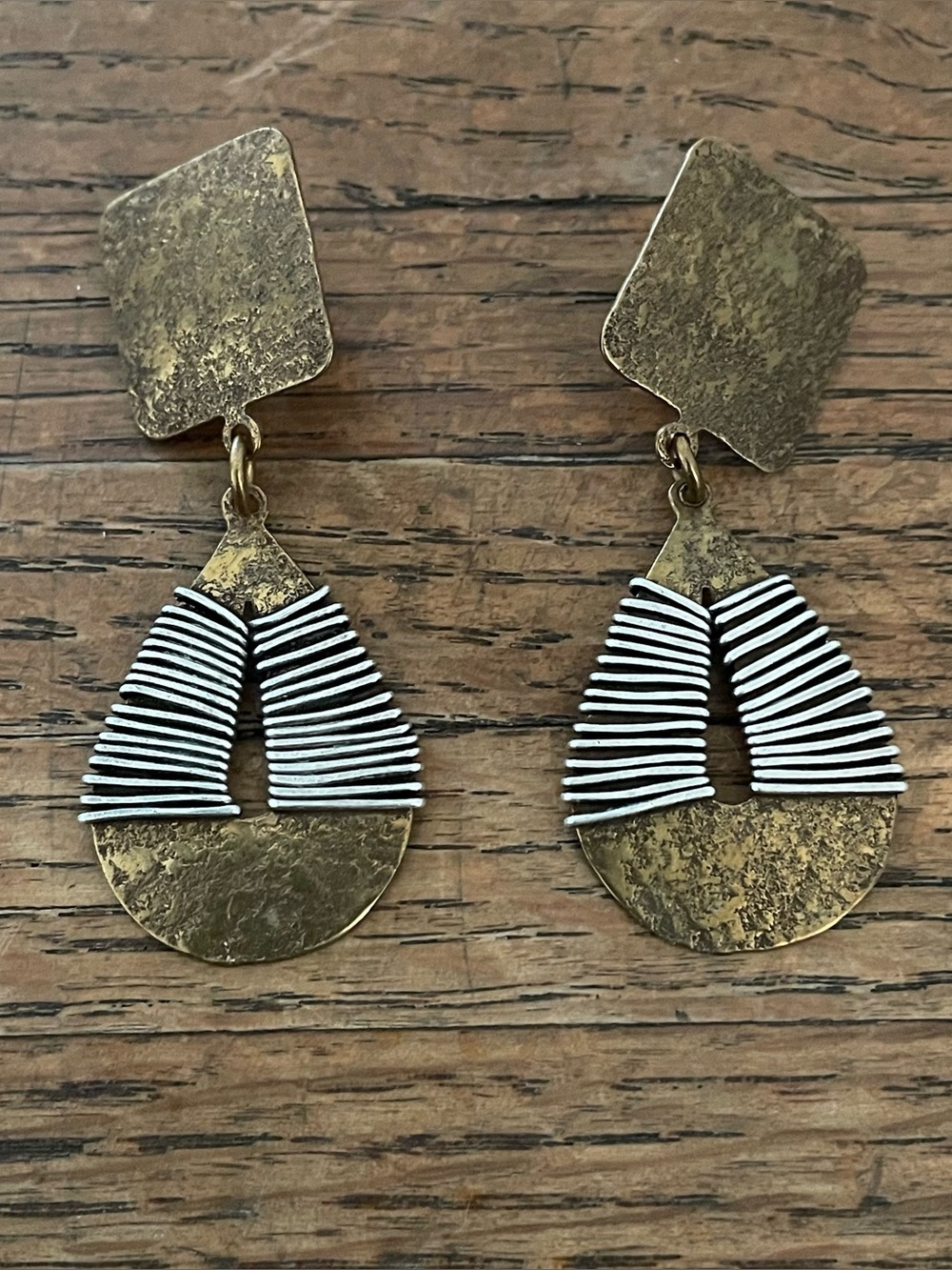 Mixed metal clip on earrings Marjorie Baer inspired